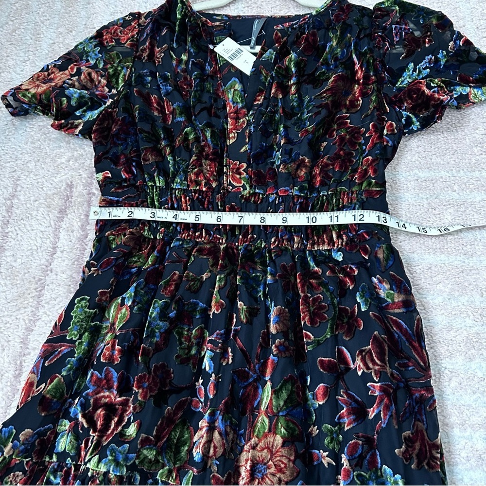NWT Anthropologie Somerset Floral Velvet Mini Dress Size Small Boho Fall Event - Picture 11 of 14